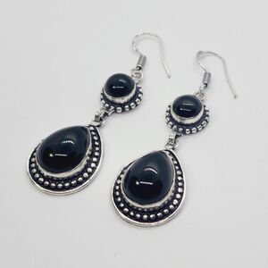 Black Onyx Handmade Drop Dangle Earrings Jewelry 2.4"